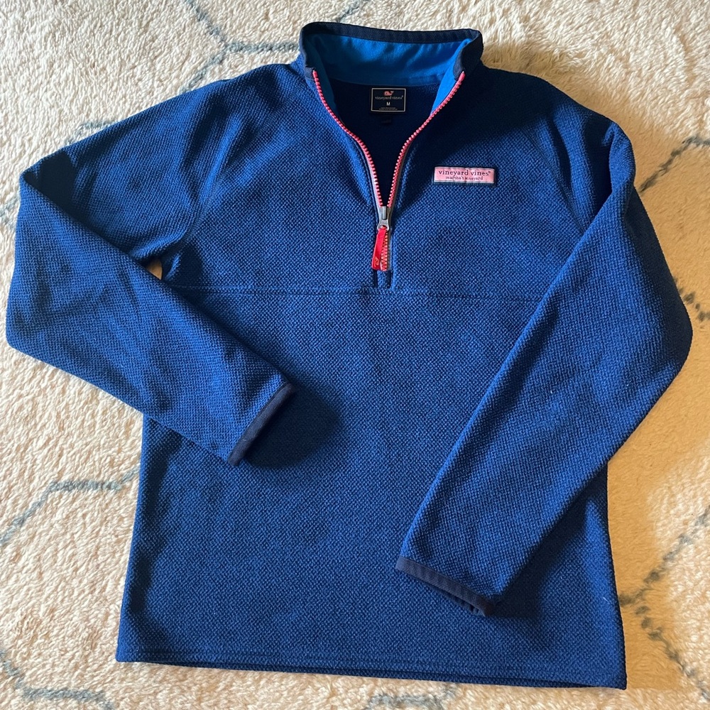 Boy’s Vineyard Vine’s Quarter Zip shirt.  Navy Blue.  Size Medium